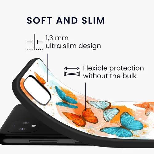 Vista 3 de Funda protectora para Pixel 4 XL, funda protectora de silicona antiarañazos de TPU premium para Google Pixel 4 XL, mariposas coloridas abstractas
