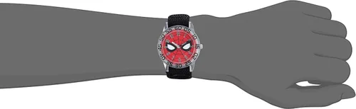 Vista 2 de Marvel Boy 's' Spider-Man 'plástico y nylon de cuarzo reloj Casual, Color Negro (Modelo wma000187)