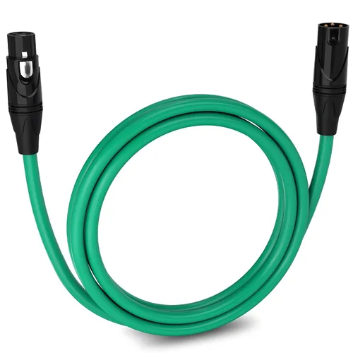 Vista 64 de LyxPro Cable de micrófono XLR hembra a macho de ángulo recto de 3 pines de 1.5 pies para altavoces amplificados, interfaz de audio, rendimiento