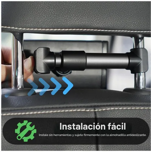 Vista 4 de Soporte para reposacabezas de automóvil, soporte giratorio ajustable de 360 grados, color negro