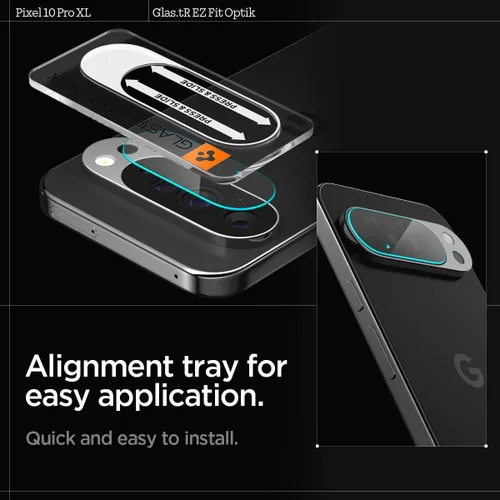 Vista 4 de Spigen Protector de pantalla y lente de cámara [Glas.tR EZ Fit Optik] diseñado para Pixel 10 Pro XL [compatible con carcasas] - 2 unidades GlasTR