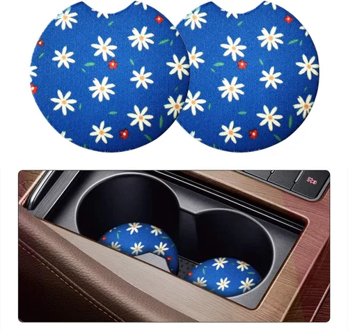Vista 24 de Posavasos absorbentes para automóvil para bebidas, paquete de 2 bonitos portavasos para mujeres con agarre en la punta de los dedos, accesorios