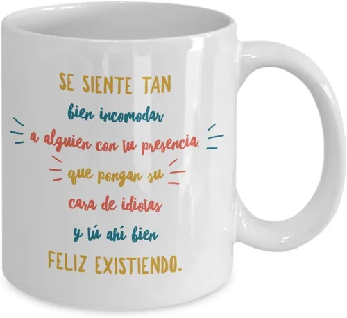 Vista 2 de Taza de Café Incomodar Vaso, taza café divertidas, tazas personalizadas, taza de café inspiradoras, taza con mensajes positivos.