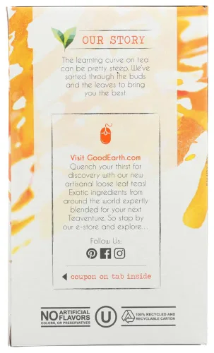 Vista 3 de Good Earth Sweet & Spicy, té de hierbas de manzanilla sin cafeína, 18 bolsas de té (paquete de 6)