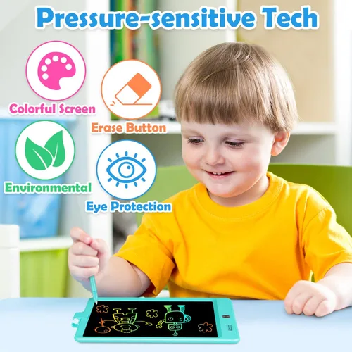 Vista 4 de Tableta de escritura LCD de 8.5 pulgadas para niños de 3, 4, 5, 6, 7, 8 años, regalos para niños y niñas, tablero de dibujo colorido, bloc