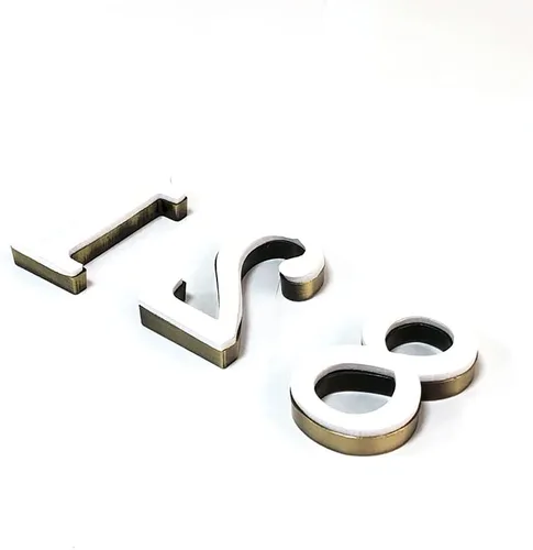 Vista 8 de Números de buzón de 2 pulgadas de aleación de zinc hueca, números de dirección de puerta 3D autoadhesivos para casa, apartamento, oficina, bronce