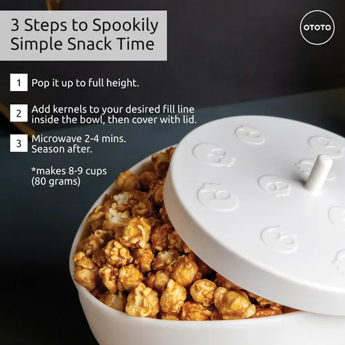 Vista 6 de OTOTO Nuevo Scary Poppings Palomitero para Microondas - Palomitero Gótico para Microondas, Palomitas de Silicona para Microondas, Cuencos Plegables