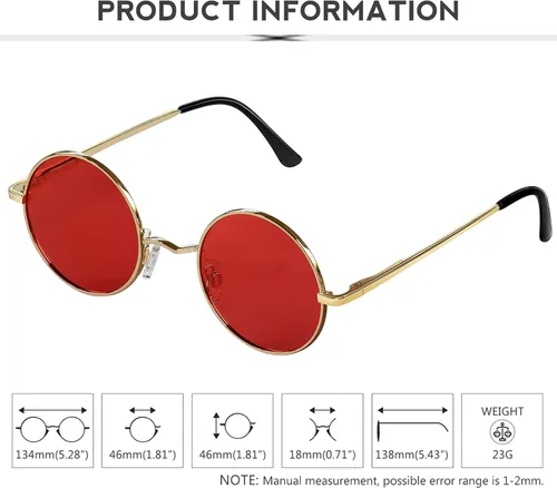 Vista 68 de KANASTAL Gafas de sol redondas polarizadas para mujeres y hombres, estilo hippie con protección UV400