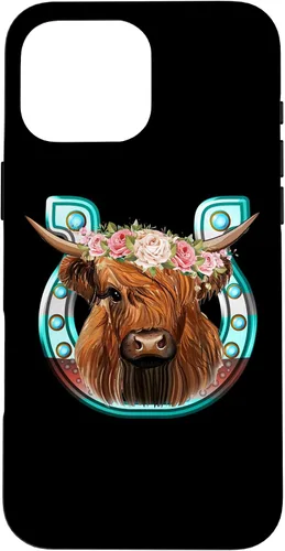 Vista 19 de Floral Highland Cow Heifer Horseshoe Western Country Case for iPhone 16