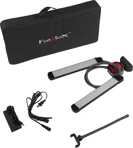 Vista 2 de Fotodiox Selfie Starlite Stix TT - Kit de monitor de luz de mesa de 125 Vlog - Luces LED bicolor regulables con brazos de 49.2 in