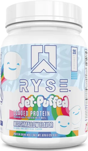 Vista 7 de RYSE Proteína en Polvo Cargada - Jet-Puffed Pastel de Cumpleaños - 25g Aislado y Concentrado de Proteína de Suero con Fibra Prebiótica y MCTs - Bajo
