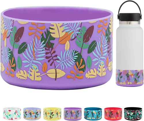 Vista 19 de HEYSKAY Bota protectora de silicona para botella de agua Hydro Flask, botella de agua de boca ancha, protector inferior de silicona antideslizante