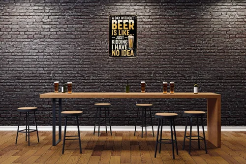 Vista 4 de Letrero de metal vintage de estaño Una día sin cerveza es como... Solo bromeando, no tengo idea Humoroso para bar, cueva de hombre, garaje, cocina