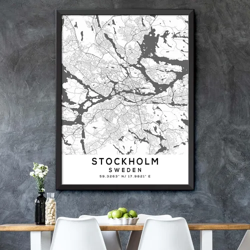 Vista 5 de Mapa de Estocolmo, Suecia, Light 2 (18x24)