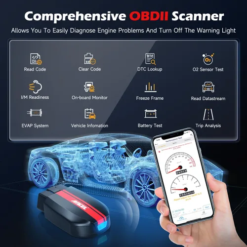 Vista 7 de ANCEL Escáner BD200 OBD2 Bluetooth - Lector de código y herramientas de escaneo de diagnóstico del motor con prueba de batería de automóvil