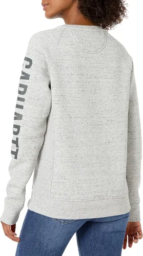 Vista 2 de Carhartt Sudadera estampada de peso medio con cuello redondo y manga con logotipo para mujer