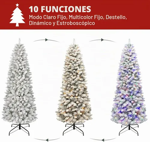 Vista 4 de Hykolity Árbol de Navidad flocado delgado preiluminado de 7.5 pies con 240 Doble color flocado