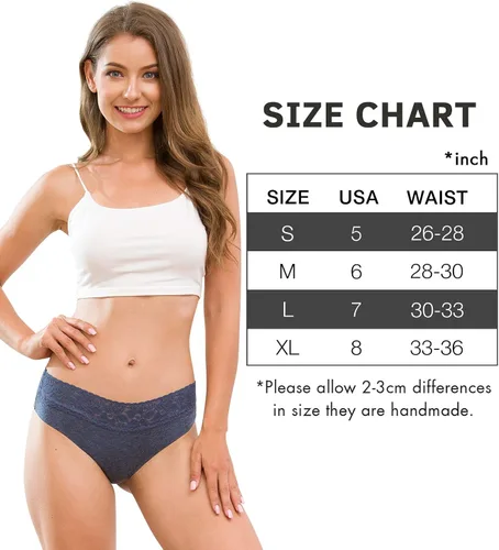 Vista 6 de Tangas de las mujeres Ropa interior de algodón sin costuras Tangas para las mujeres Encaje Trim Bragas