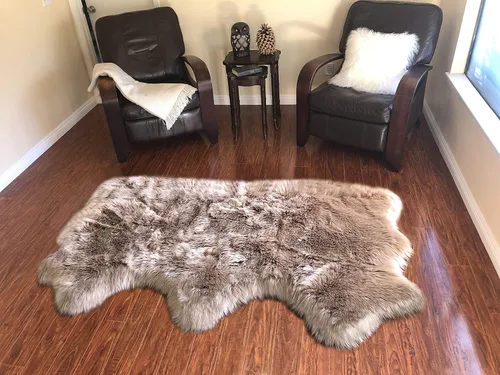 Vista 67 de LAMBZY Alfombra de piel de oveja auténtica, parte inferior gruesa y fuerte, fácilmente lavable, resistente a las manchas, perfecta para sala