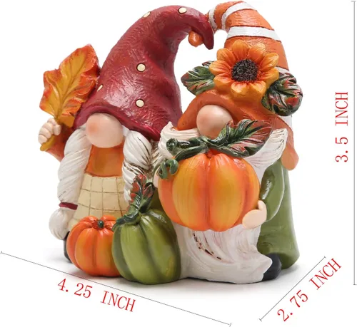 Vista 8 de Hodao - Decoración de gnomo de calabaza de Acción de Gracias, certerpiece
