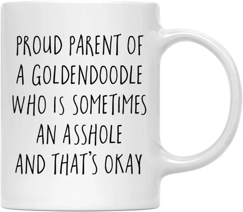 Vista 52 de Andaz Press Funny Dog - Taza de café de 11 onzas, regalo de broma, orgulloso padre de un afenpinscher que es a veces un gilipollas y eso está bien