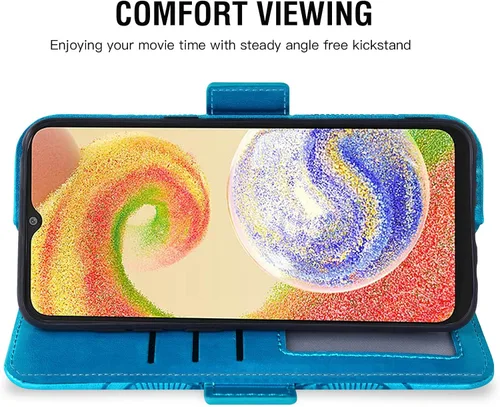 Vista 3 de Asuwish Funda de teléfono para Samsung Galaxy A04e con protector de pantalla de vidrio templado y soporte de cuero para tarjetas de crédito