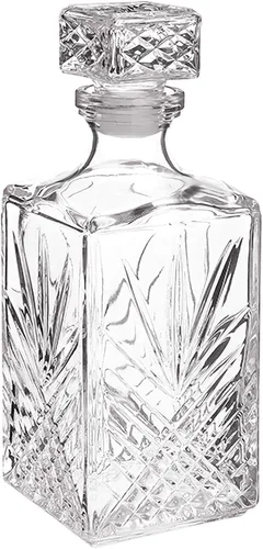 Vista 11 de Bormioli Rocco Capitol - Decantador de vidrio, tapón geométrico hermético, decantador de whisky de 23.75 onzas para vino, bourbon, brandy, licor