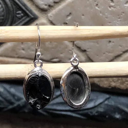 Vista 5 de Pendientes de plata de ley 925 natural Shungite 0.984 in
