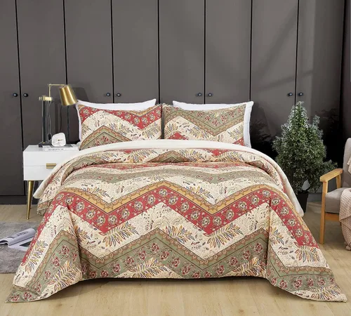 Vista 6 de DaDalogy Bedding - Juego de funda de edredón con estampado floral botánico con fundas de almohada, diseño de cachemira cheurón bohemio, filigrana