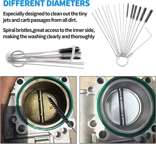 Vista 6 de AHL Kit de herramientas de limpieza de carburador, limpiador de eliminación de chorro de suciedad de carburador para ATV, UTV, motocicleta