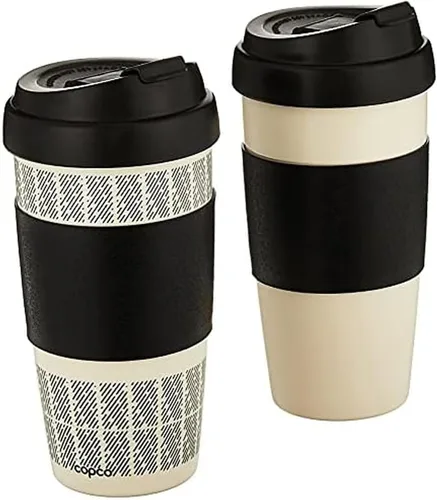 Vista 6 de Copco 5237160 - Tazas de viaje reutilizables con aislamiento de doble pared, 16 onzas, blanco/negro, 2 unidades (paquete de 1)