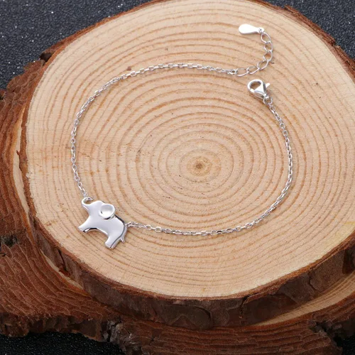 Vista 4 de ATHENAA Colgante con pulsera de plata de ley S925y dijes de elefante para mujer.