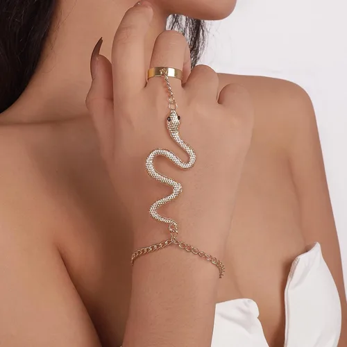 Vista 2 de Roe Dolph Pulsera de mano de plata para mujer, pulsera de anillo de dedo