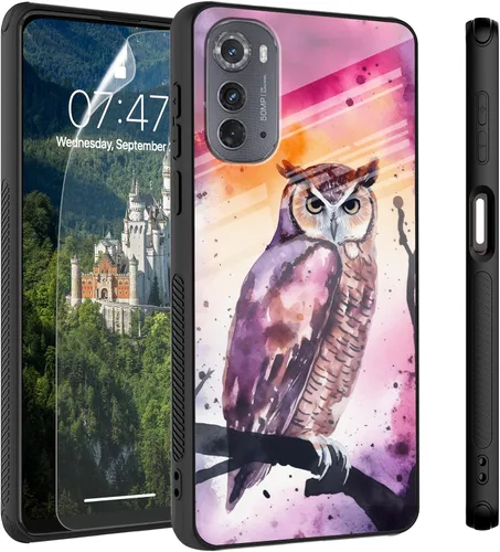 Vista 78 de Funda para Motorola Moto Edge 2022, cubierta trasera de vidrio templado con protector de pantalla, protección a prueba de golpes para Motorola Moto