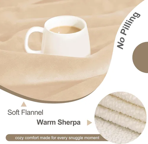 Vista 2 de gogobunny Manta de cama impermeable, manta reversible de forro polar Sherpa para perro, cachorro y gato, funda para muebles que protege la cama Beige
