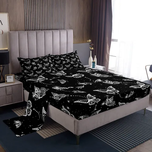 Vista 16 de Erosebridal Juego de ropa de cama para niños, sábanas kawaii con diseño de gato, tamaño individual, juego de cama de 3 piezas con 1 sábana bajera, 1