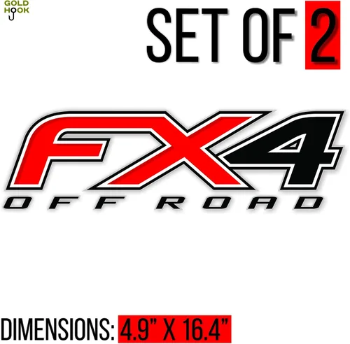 Vista 2 de GOLD HOOK FX4 - Calcomanías todoterreno compatibles con Ford F-150 F-250 F-350 F-450 Super Duty (2012-2016), serie premium, negro, rojo, plateado