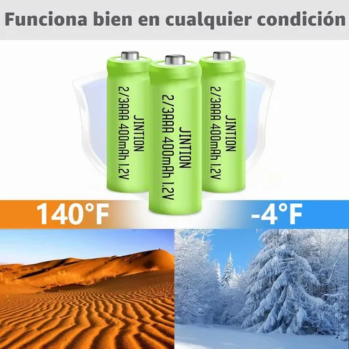 Vista 4 de JINTION Batería recargable NIMH 2/3AAA 2/3 AAA 1.2V 400mAh botón superior 5 paquetes (no son pilas de tamaño AAA)