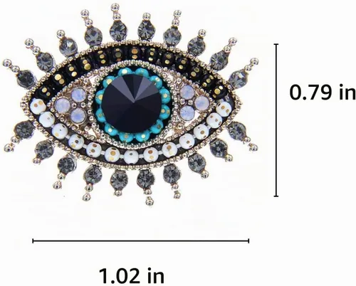Vista 4 de Broche de ojo malvado de la suerte, perlas de agua dulce y cristal, pin de solapa vintage para boda, fiesta, graduación, broche multiusos