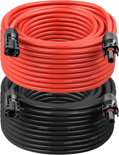 Vista 11 de XRDS -RF Cable de extensión solar 8AWG 3FT paquete de 2 unidades (rojo + negro), cable fotovoltaico con conectores solares macho/hembra, cable
