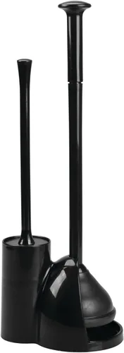 Vista 8 de mDesign Juego oculto de émbolo y cepillo para taza de inodoro - Combo con soporte - Colección Aura - Negro