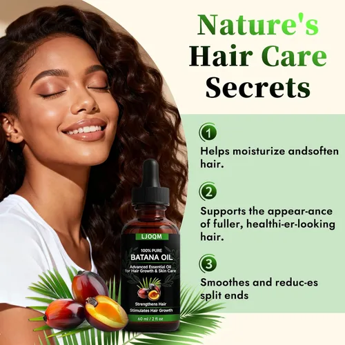 Vista 2 de Batana - Aceite para el crecimiento del cabello prensado en frío para engrosar y fortalecer el cabello con aceite de romero y ricino, tratamiento