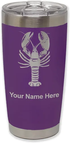 Vista 38 de LaserGram Vaso aislado al vacío de 20 onzas, langosta, grabado personalizado incluido (negro)