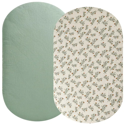 Vista 9 de Sábanas ajustadas de muselina para moisés compatibles con Halo Bassinest Swivel Flex Glide Premiere & Serie Luxe, 2 unidades, algodón elegante Boho