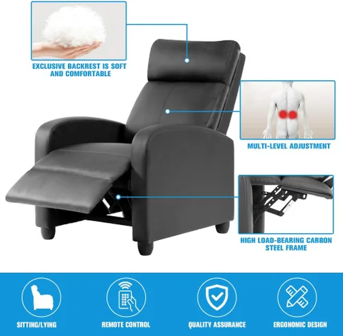 Vista 6 de Silla reclinable para sala de estar, sofá reclinable de masaje, asiento de cine en casa, moderna silla reclinable Winback, sofá individual, silla