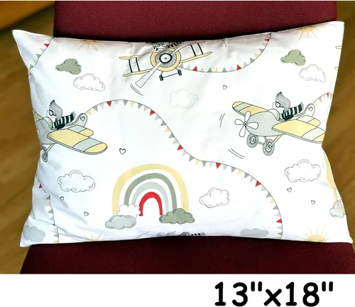 Vista 2 de 13x18 Funda de almohada para niños pequeños - Pequeña funda de almohada de viaje de algodón, funda de almohada para niños con patrón de avión
