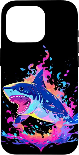 Vista 20 de iPhone 16 Colorful Shark, Spirit Animal, Multicolor Art, Case