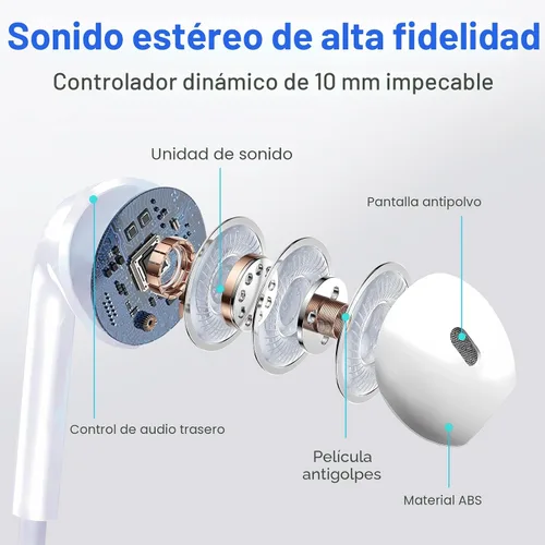 Vista 2 de Paquete de 2 auriculares USB C, auriculares tipo C con micrófono y control remoto con cancelación de ruido, auriculares con cable USB C para iPhone