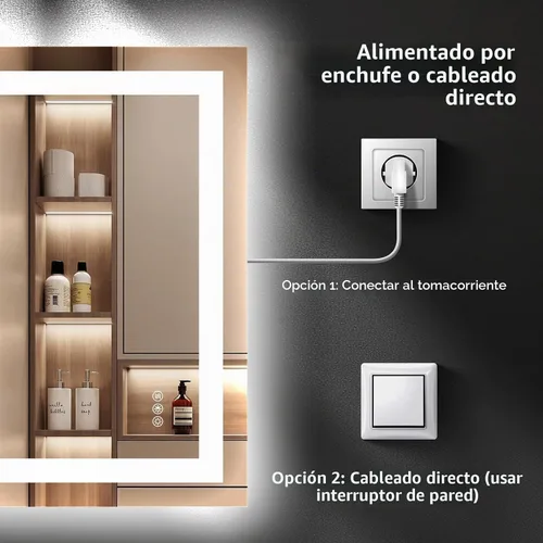 Vista 5 de Hivone - Espejo de baño LED de 24x30 pulgadas con luces, función antivaho, regulable, retroiluminado + iluminación frontal, espejo de tocador
