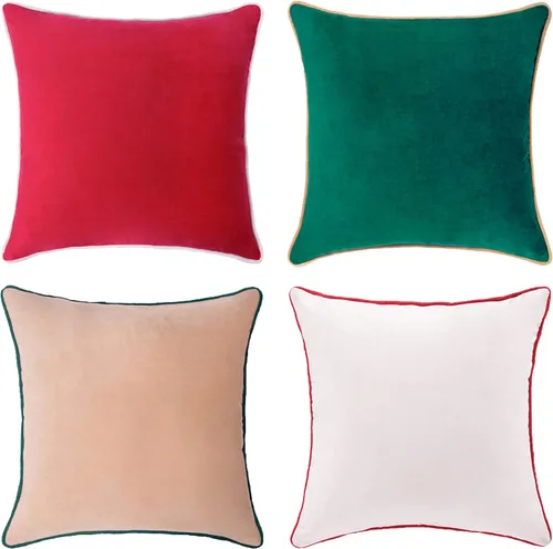 Vista 24 de MONDAY MOOSE - Juego de 4 fundas de cojín decorativas de terciopelo suave, diseño moderno de doble cara; mezcla y combina, rellenos de almohada